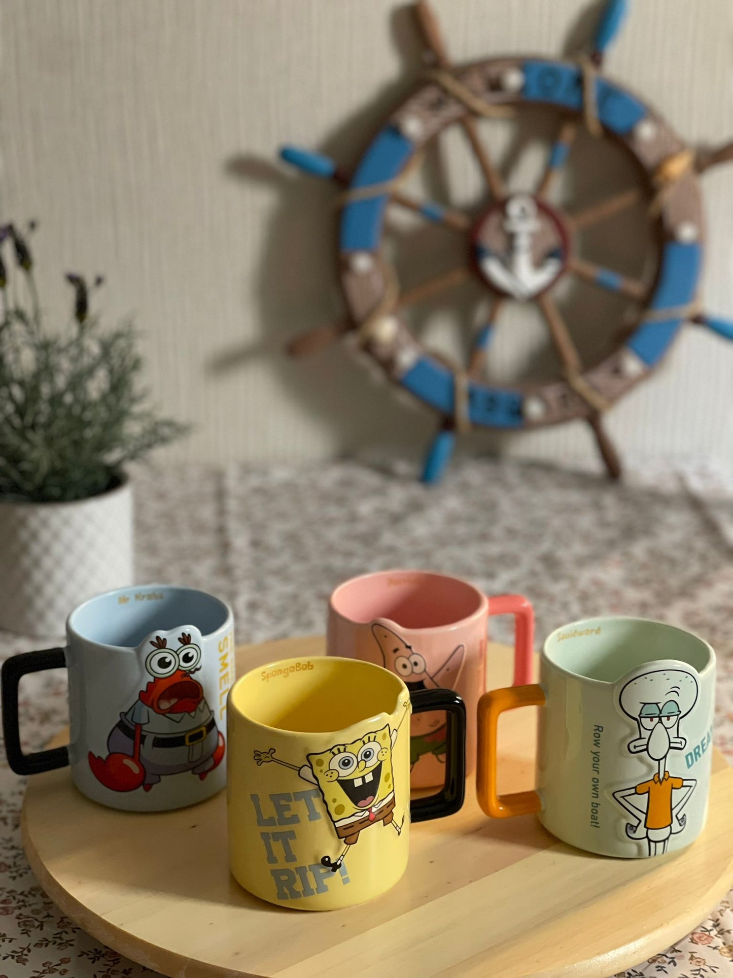 Spongebob Squilliam Fancyson Character Sky Blue Shaped Ceramic Mug