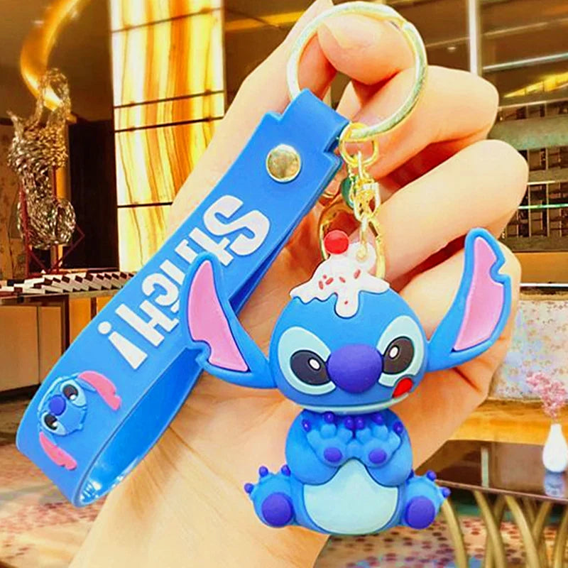 Anime Disney Keychain New Mickey Mouse Minnie Lilo & Stitch Doll Keyring Ornament Key Chain Car Pendant Kid Toys Gifts Wholesale