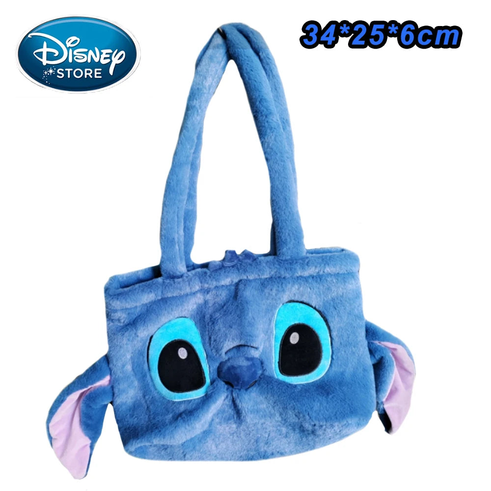 New Disney Plush Backpack Ins Japanese Blue Stitch Funny Cartoon Large-Capacity Student Backpack Kindergarten Bag Child Gift
