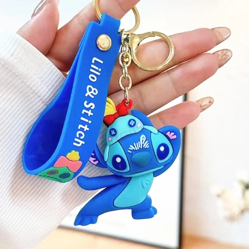 Anime Disney Keychain New Mickey Mouse Minnie Lilo & Stitch Doll Keyring Ornament Key Chain Car Pendant Kid Toys Gifts Wholesale