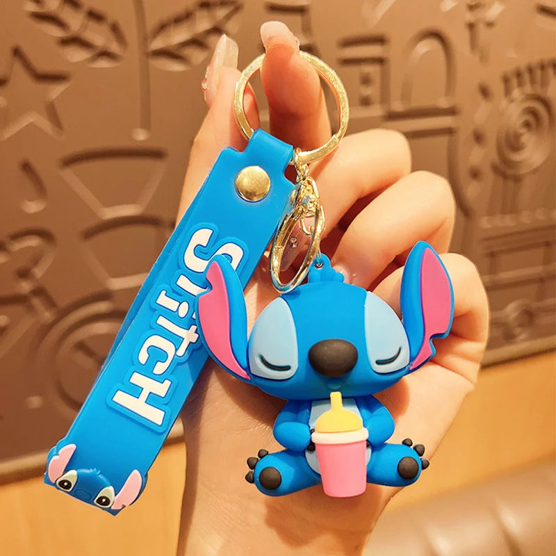 Anime Disney Keychain New Mickey Mouse Minnie Lilo & Stitch Doll Keyring Ornament Key Chain Car Pendant Kid Toys Gifts Wholesale