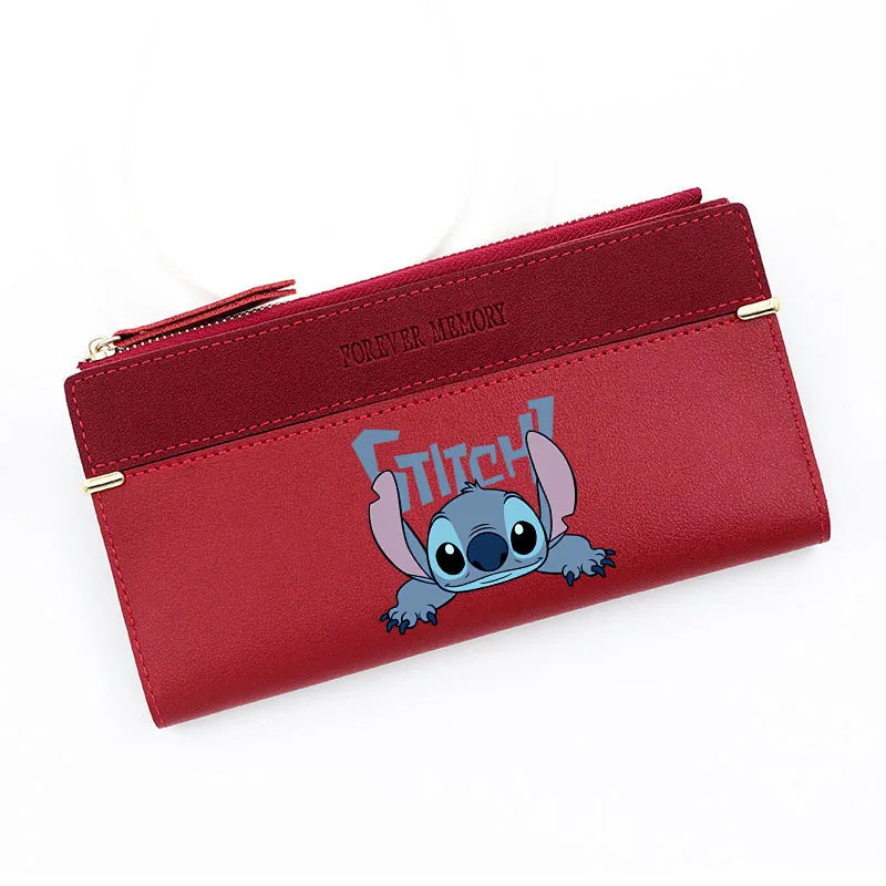 Cute Disney Stitch Long Wallet - Portable with Multiple Card Slots, Perfect Anime-Inspired PU Wallet for Women's Daily Use