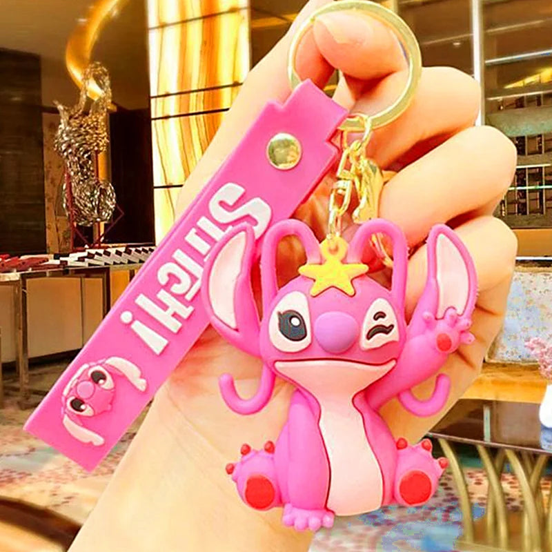 Anime Disney Keychain New Mickey Mouse Minnie Lilo & Stitch Doll Keyring Ornament Key Chain Car Pendant Kid Toys Gifts Wholesale