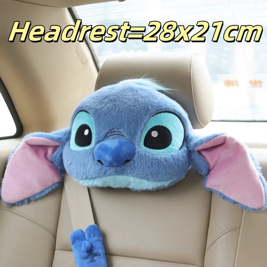 Disney Stitch Headrest Back Cushion Seat Belt Cover Car Decor Stuffed Cartoon Throw Pillow Sofa Bed Back Cushion Xmas Gifts