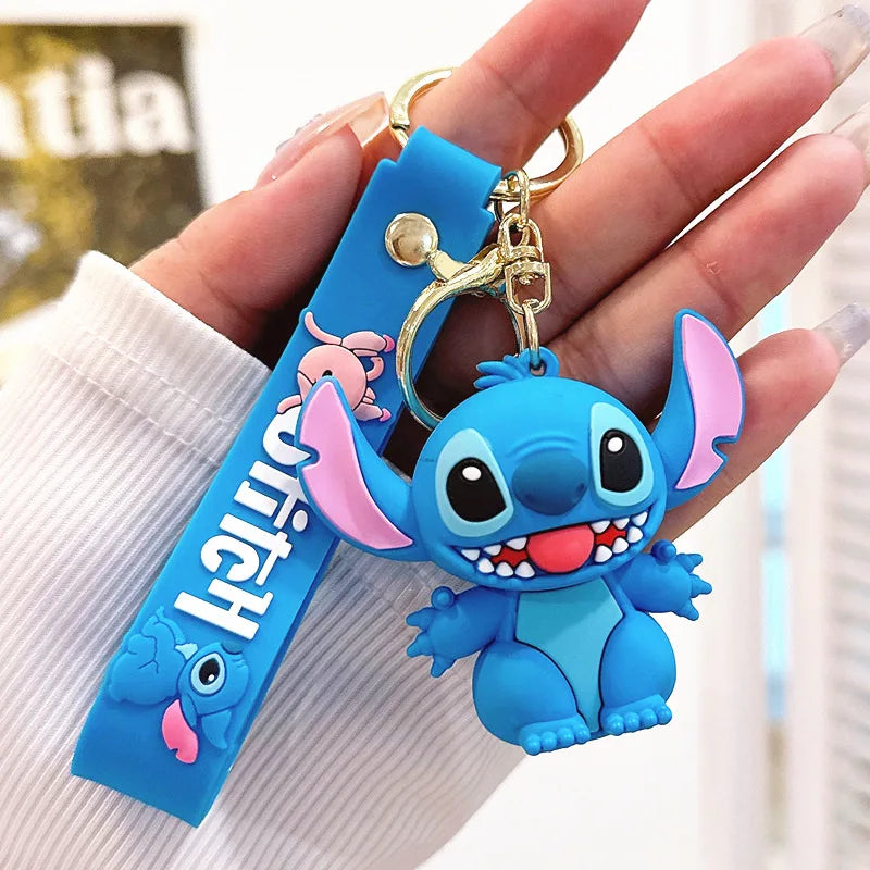 Anime Disney Keychain New Mickey Mouse Minnie Lilo & Stitch Doll Keyring Ornament Key Chain Car Pendant Kid Toys Gifts Wholesale