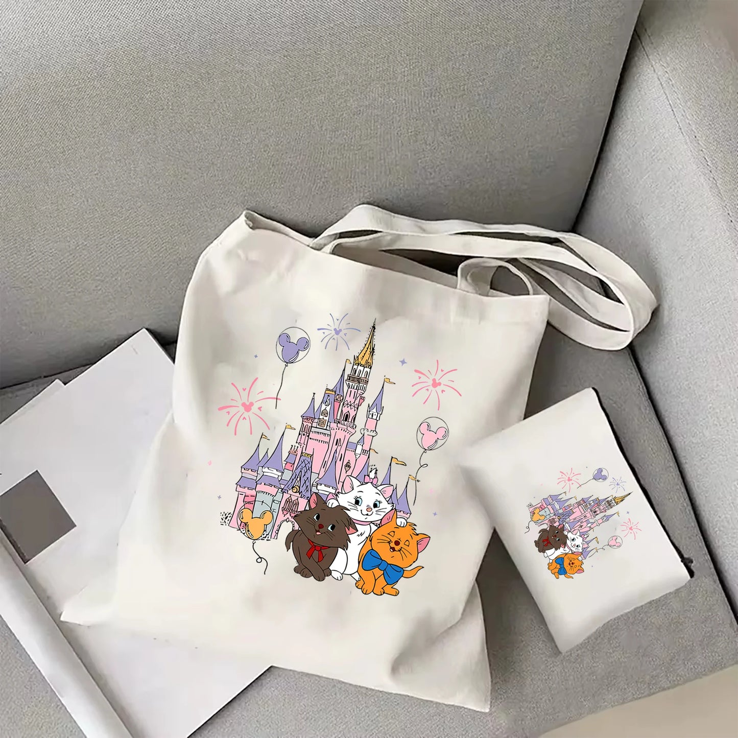 Disney The Aristocats Marie Cat Women Shoulder Bag Cute Cat Reusable Shopping Bag Large Capacity Portable Travel Bag