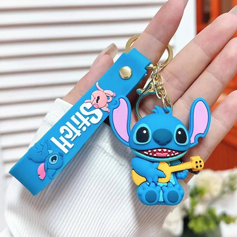 Anime Disney Keychain New Mickey Mouse Minnie Lilo & Stitch Doll Keyring Ornament Key Chain Car Pendant Kid Toys Gifts Wholesale
