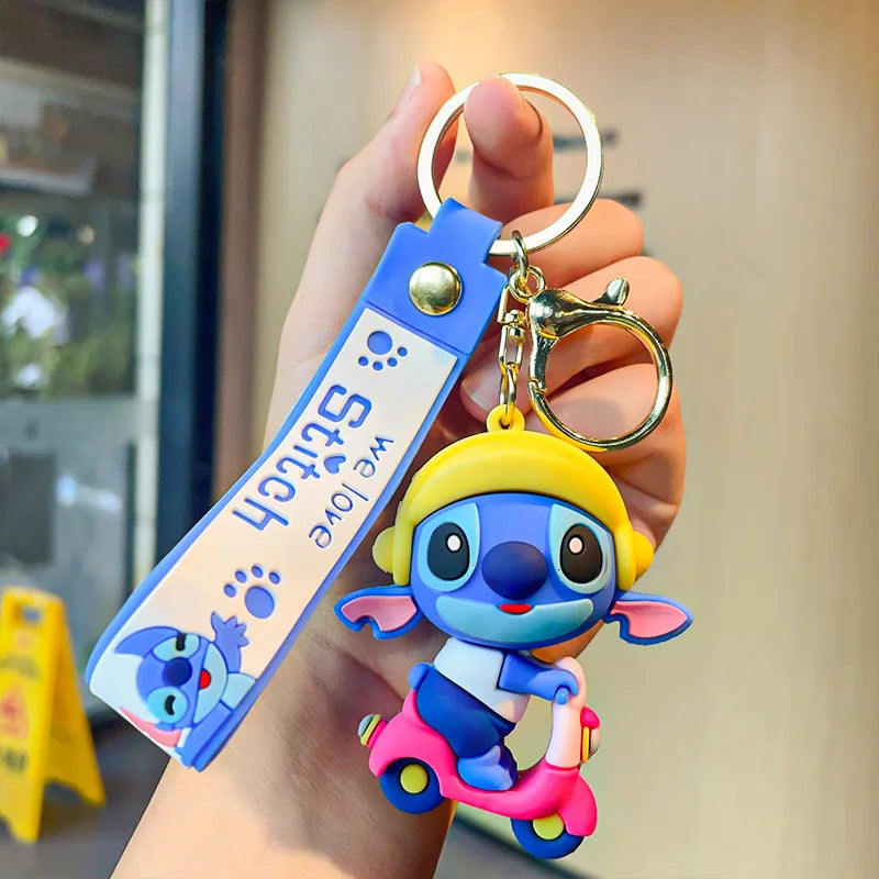 Anime Disney Keychain New Mickey Mouse Minnie Lilo & Stitch Doll Keyring Ornament Key Chain Car Pendant Kid Toys Gifts Wholesale