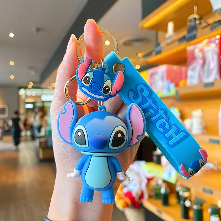 Anime Disney Keychain New Mickey Mouse Minnie Lilo & Stitch Doll Keyring Ornament Key Chain Car Pendant Kid Toys Gifts Wholesale