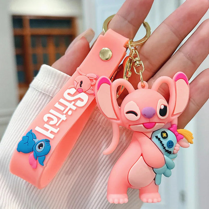 Anime Disney Keychain New Mickey Mouse Minnie Lilo & Stitch Doll Keyring Ornament Key Chain Car Pendant Kid Toys Gifts Wholesale