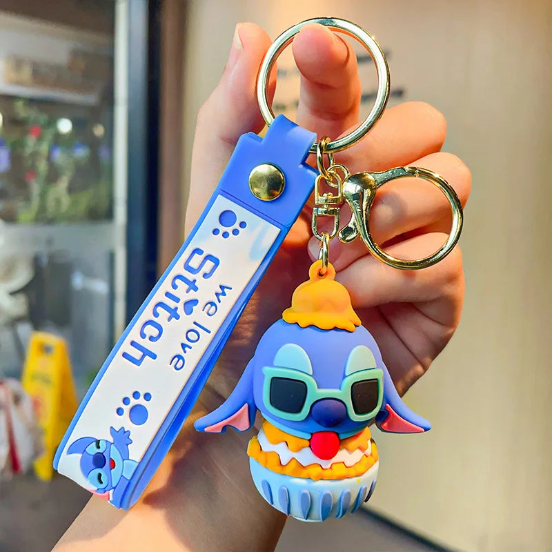 Anime Disney Keychain New Mickey Mouse Minnie Lilo & Stitch Doll Keyring Ornament Key Chain Car Pendant Kid Toys Gifts Wholesale