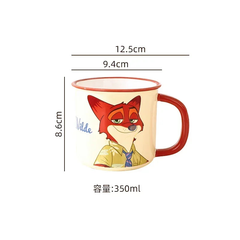 Disney 2024 New Children's Fun Mug Home Milk Water Cup Children's Ceramic Winnie Mickey Drinking Cup Handle Cup Authentic 350ml