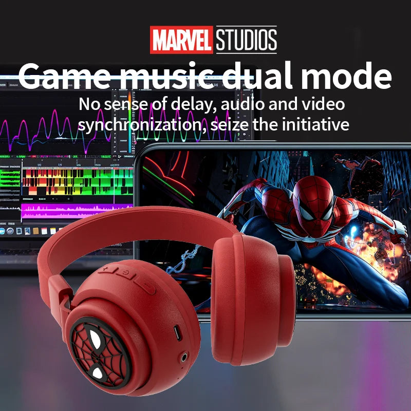 Disney Bluetooth Headphones X3 Spider-man Wireless Earbuds HIFI Surround Sound Laptop Headsets with Mic for Kids Anime Cartoon