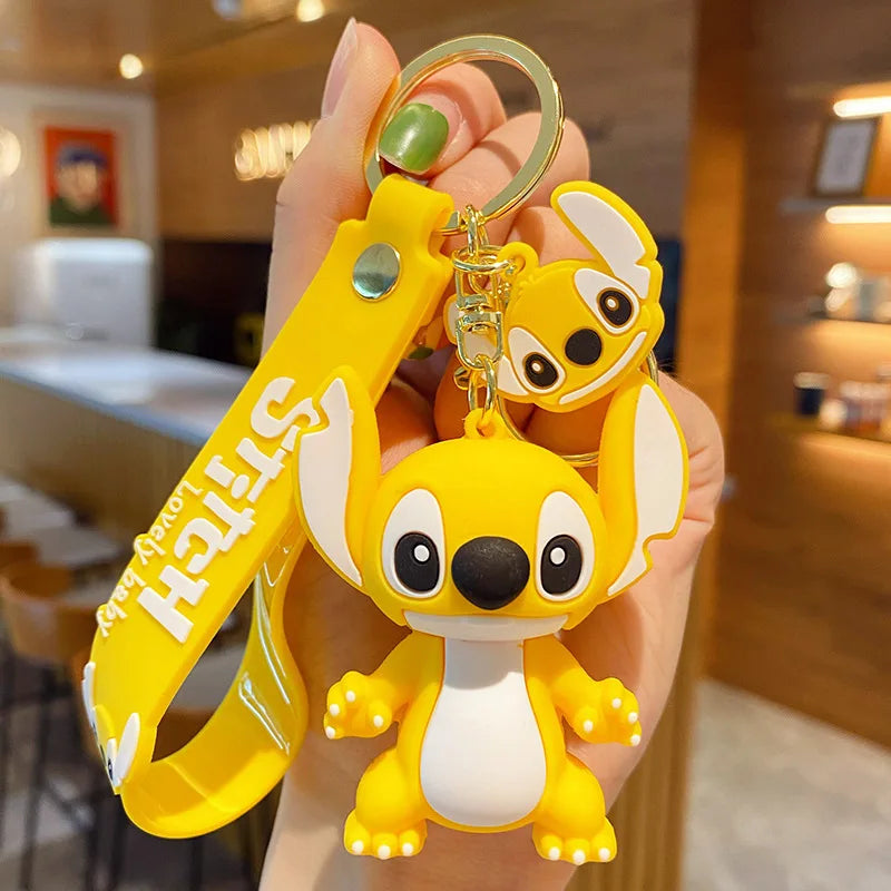 Anime Disney Keychain New Mickey Mouse Minnie Lilo & Stitch Doll Keyring Ornament Key Chain Car Pendant Kid Toys Gifts Wholesale
