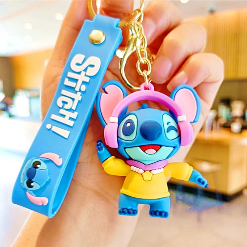 Anime Disney Keychain New Mickey Mouse Minnie Lilo & Stitch Doll Keyring Ornament Key Chain Car Pendant Kid Toys Gifts Wholesale
