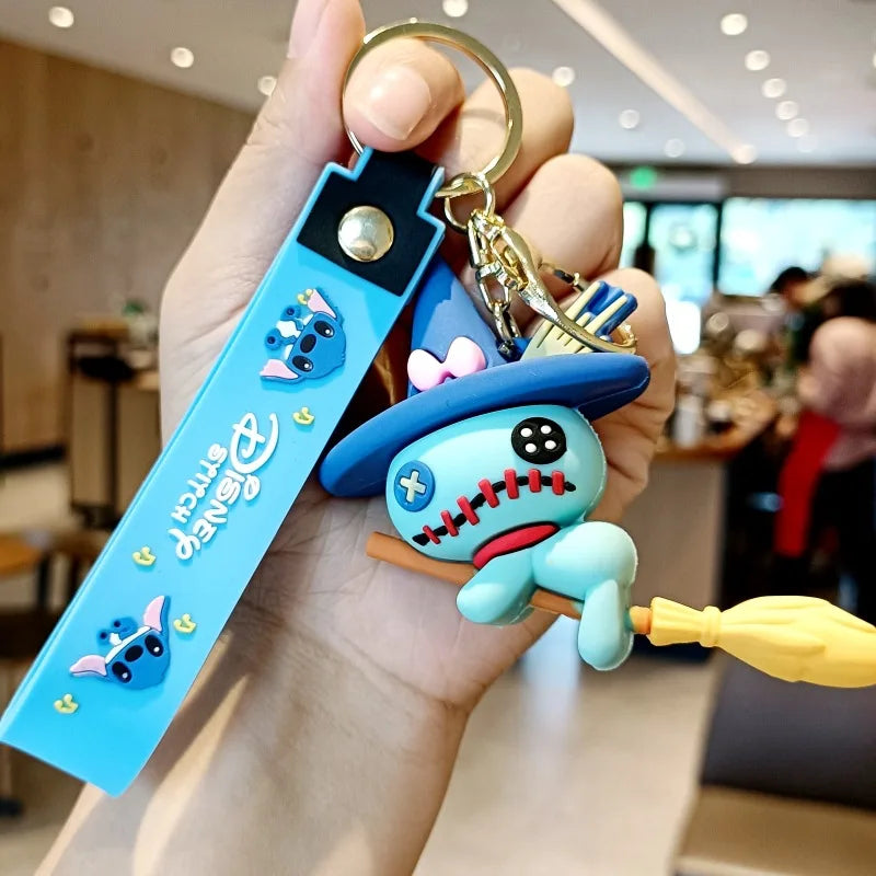 Anime Disney Keychain New Mickey Mouse Minnie Lilo & Stitch Doll Keyring Ornament Key Chain Car Pendant Kid Toys Gifts Wholesale
