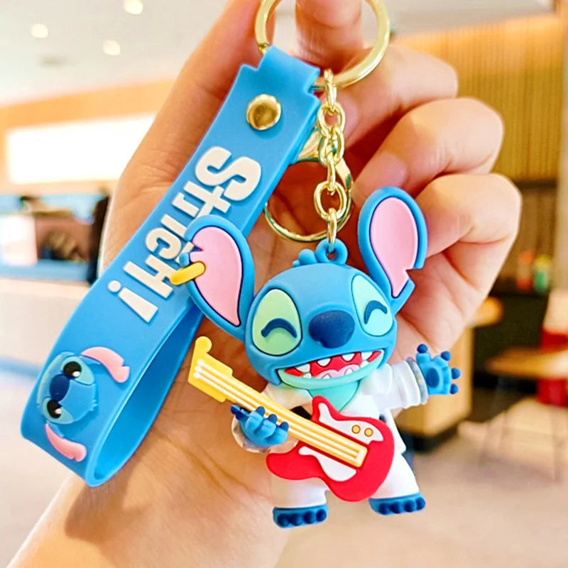 Anime Disney Keychain New Mickey Mouse Minnie Lilo & Stitch Doll Keyring Ornament Key Chain Car Pendant Kid Toys Gifts Wholesale