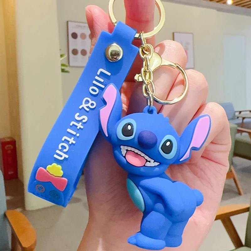 Anime Disney Keychain New Mickey Mouse Minnie Lilo & Stitch Doll Keyring Ornament Key Chain Car Pendant Kid Toys Gifts Wholesale