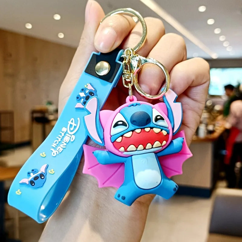 Anime Disney Keychain New Mickey Mouse Minnie Lilo & Stitch Doll Keyring Ornament Key Chain Car Pendant Kid Toys Gifts Wholesale