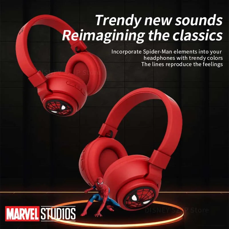 Disney Bluetooth Headphones X3 Spider-man Wireless Earbuds HIFI Surround Sound Laptop Headsets with Mic for Kids Anime Cartoon