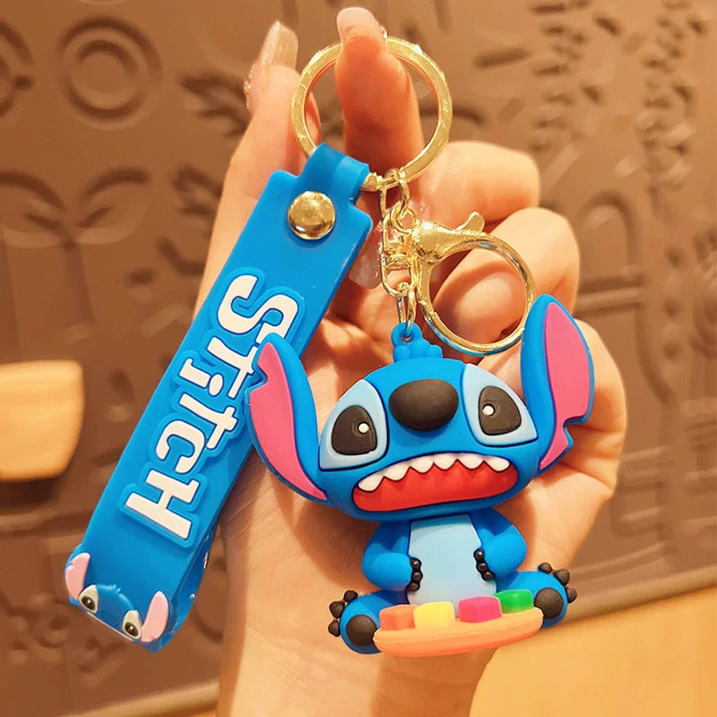 Anime Disney Keychain New Mickey Mouse Minnie Lilo & Stitch Doll Keyring Ornament Key Chain Car Pendant Kid Toys Gifts Wholesale