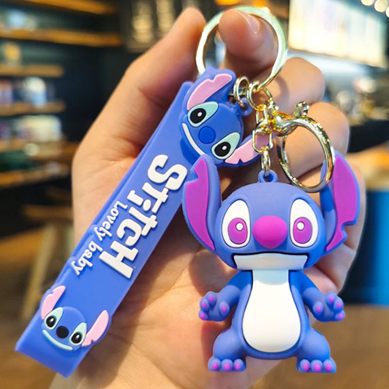 Anime Disney Keychain New Mickey Mouse Minnie Lilo & Stitch Doll Keyring Ornament Key Chain Car Pendant Kid Toys Gifts Wholesale
