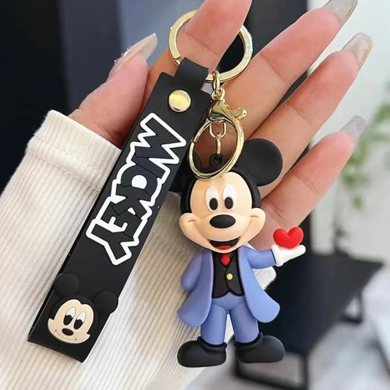 Anime Disney Keychain New Mickey Mouse Minnie Lilo & Stitch Doll Keyring Ornament Key Chain Car Pendant Kid Toys Gifts Wholesale