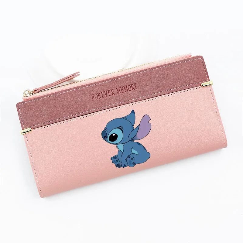 Cute Disney Stitch Long Wallet - Portable with Multiple Card Slots, Perfect Anime-Inspired PU Wallet for Women's Daily Use