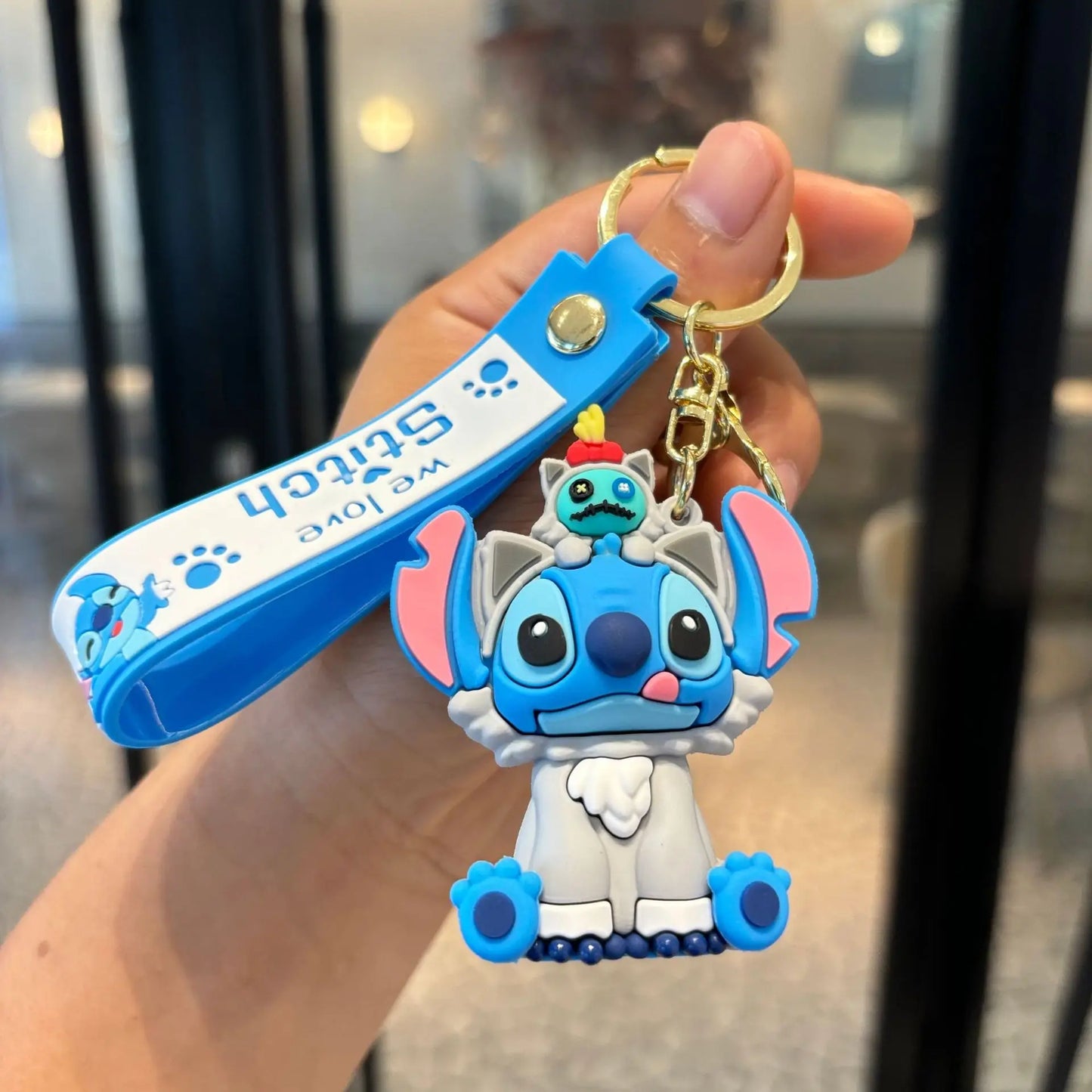 Anime Disney Keychain New Mickey Mouse Minnie Lilo & Stitch Doll Keyring Ornament Key Chain Car Pendant Kid Toys Gifts Wholesale