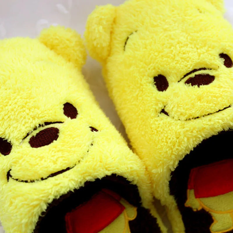 Disney Cartoon Plush Slippers Xmas Autumn And Winter Creative Alien Stitch Winnie The Pooh Soft Home Slippers 35-38 Yards Unisex