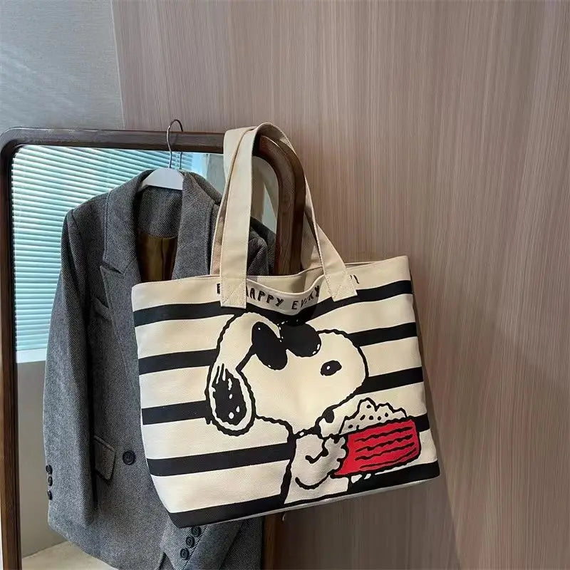 Minnie Mouse Snoopy New Cute Creative Cartoon Print Fashion Casual Versatile Large Capacity Portable Shoulder Canvas Bag