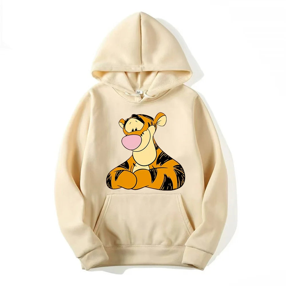 New Disney Tigger Cartoon Anime Women Pullover Spring Autumn 2024 New Men Oversized Hoodie Casual Couple Sweatshirt Clothes Tops