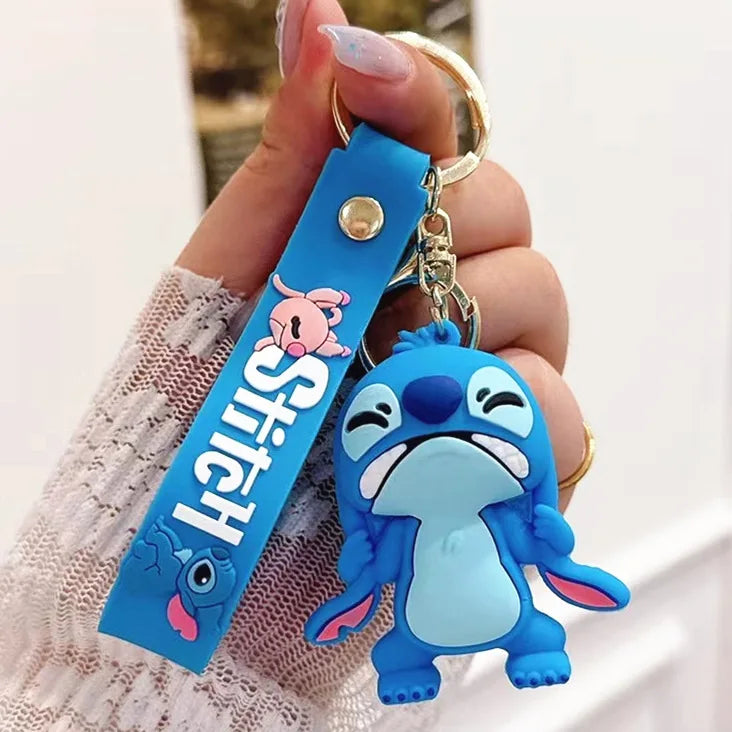 Anime Disney Keychain New Mickey Mouse Minnie Lilo & Stitch Doll Keyring Ornament Key Chain Car Pendant Kid Toys Gifts Wholesale