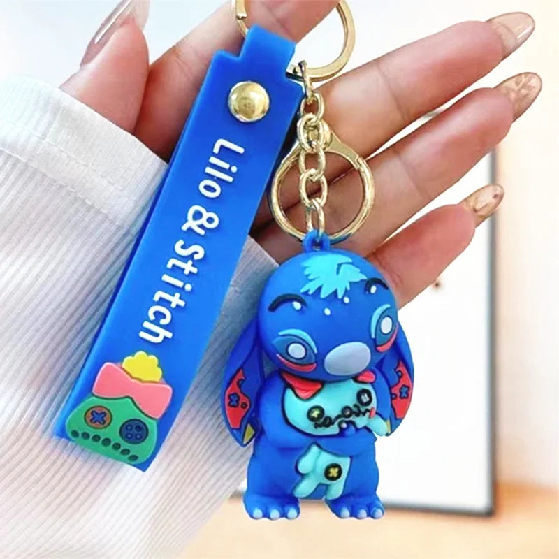 Anime Disney Keychain New Mickey Mouse Minnie Lilo & Stitch Doll Keyring Ornament Key Chain Car Pendant Kid Toys Gifts Wholesale