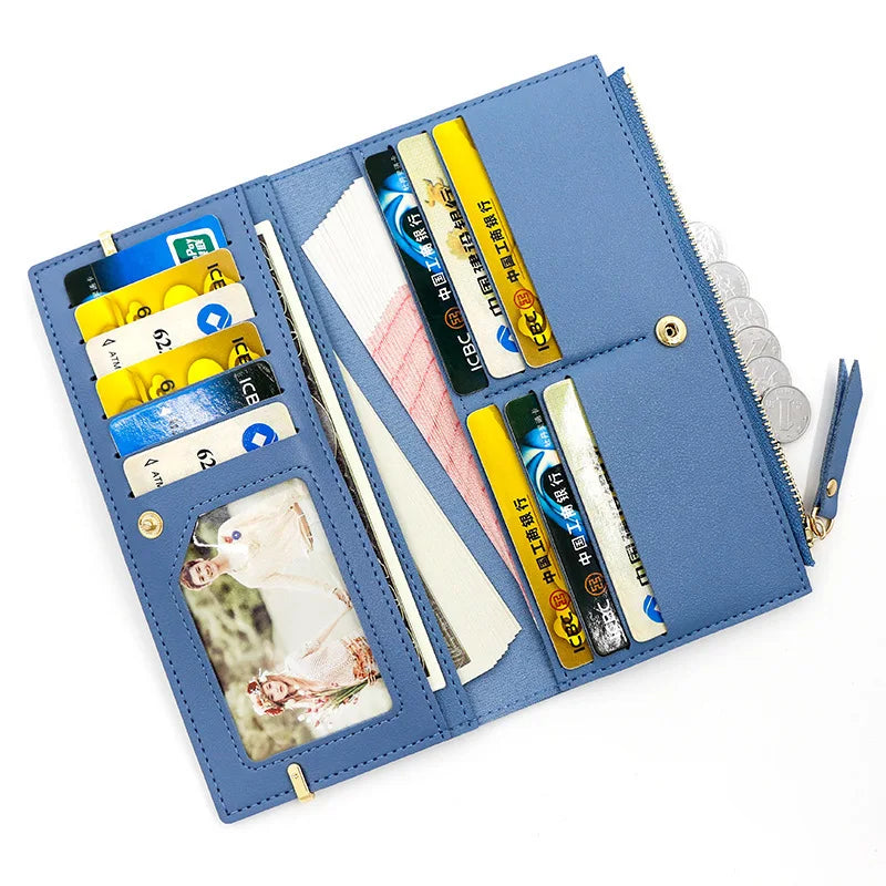 Cute Disney Stitch Long Wallet - Portable with Multiple Card Slots, Perfect Anime-Inspired PU Wallet for Women's Daily Use