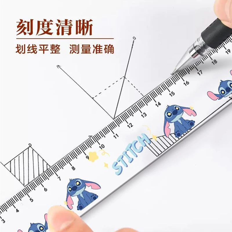 Disney Stitch Cartoon Straight Ruler Cute Transparent Rulers Student Stationery Measuring Drawing Tools Office School Supplies