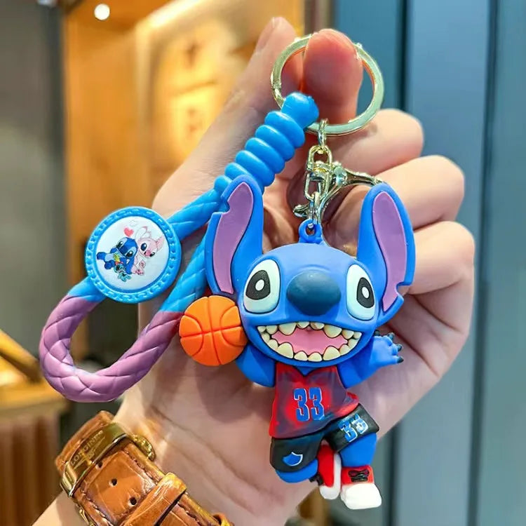 Anime Disney Keychain New Mickey Mouse Minnie Lilo & Stitch Doll Keyring Ornament Key Chain Car Pendant Kid Toys Gifts Wholesale