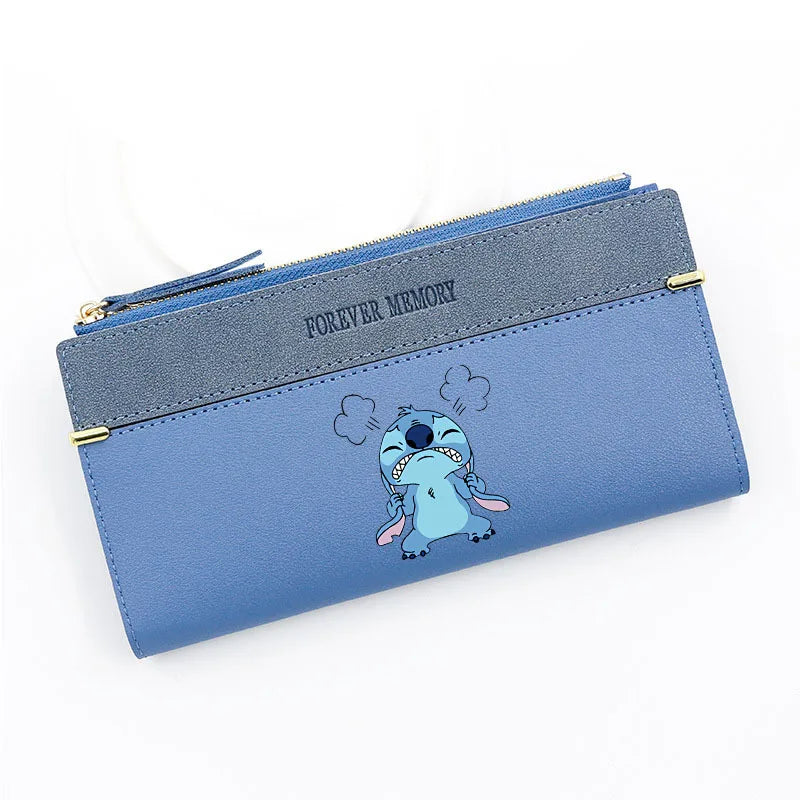 Cute Disney Stitch Long Wallet - Portable with Multiple Card Slots, Perfect Anime-Inspired PU Wallet for Women's Daily Use