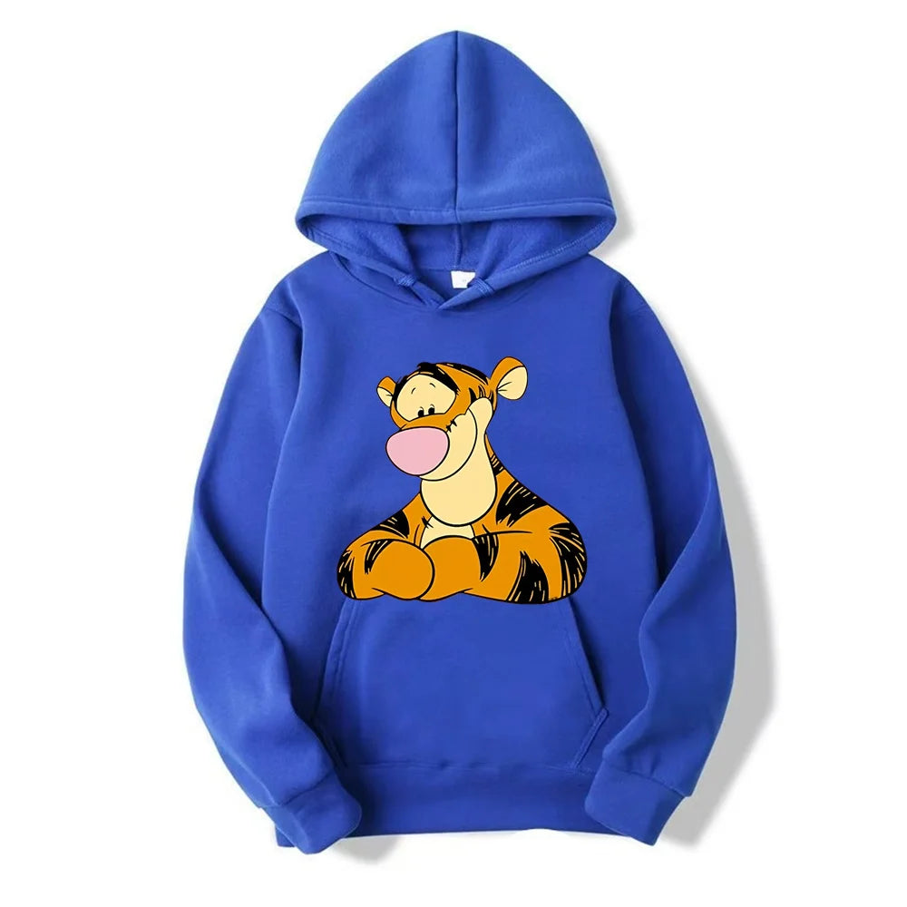 New Disney Tigger Cartoon Anime Women Pullover Spring Autumn 2024 New Men Oversized Hoodie Casual Couple Sweatshirt Clothes Tops