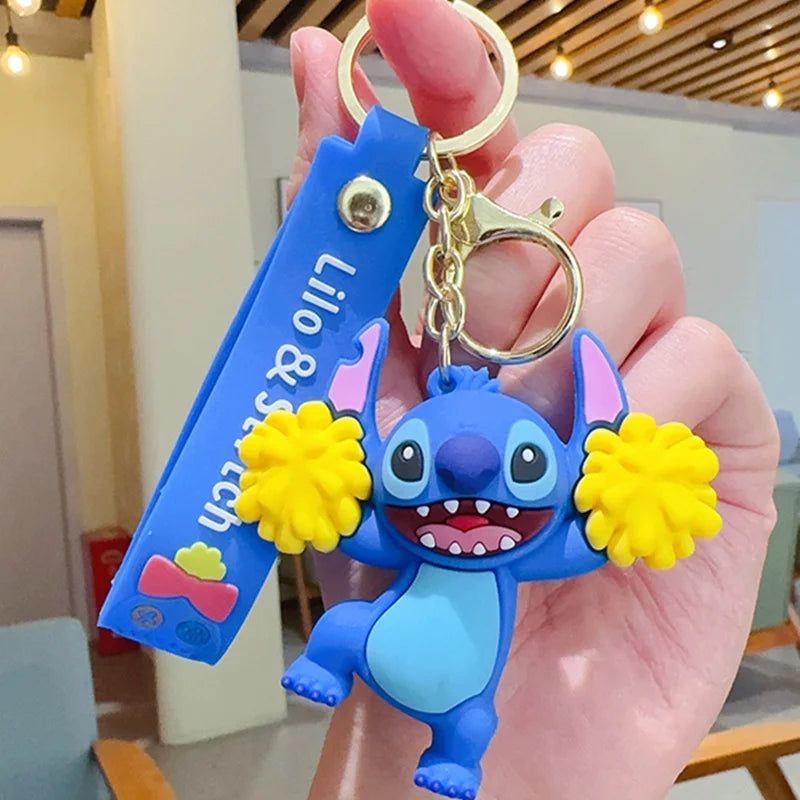 Anime Disney Keychain New Mickey Mouse Minnie Lilo & Stitch Doll Keyring Ornament Key Chain Car Pendant Kid Toys Gifts Wholesale