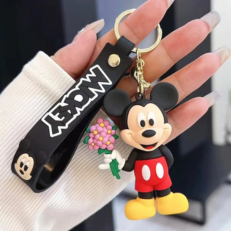 Anime Disney Keychain New Mickey Mouse Minnie Lilo & Stitch Doll Keyring Ornament Key Chain Car Pendant Kid Toys Gifts Wholesale