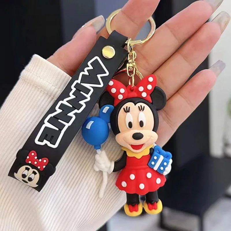 Anime Disney Keychain New Mickey Mouse Minnie Lilo & Stitch Doll Keyring Ornament Key Chain Car Pendant Kid Toys Gifts Wholesale