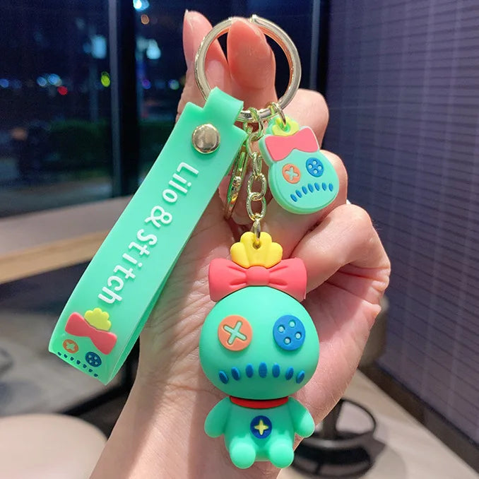 Anime Disney Keychain New Mickey Mouse Minnie Lilo & Stitch Doll Keyring Ornament Key Chain Car Pendant Kid Toys Gifts Wholesale