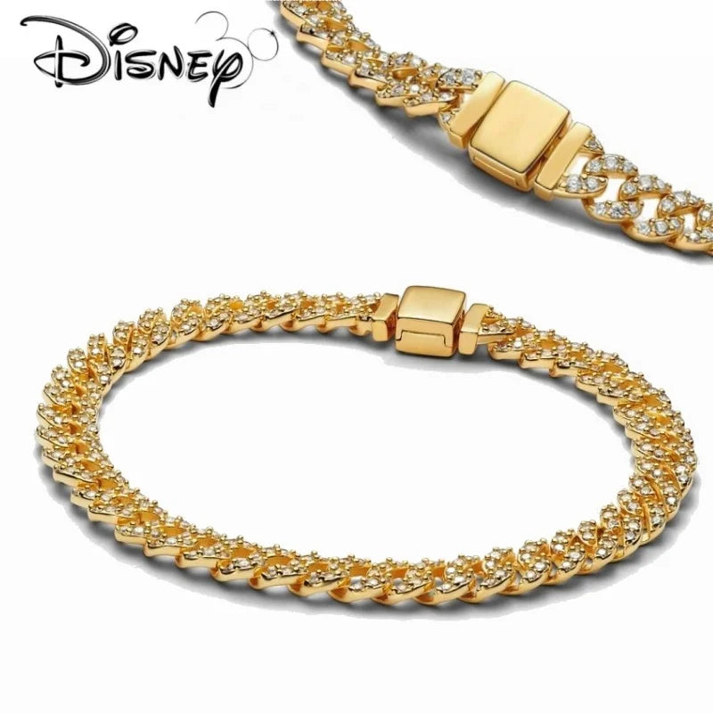 Disney Princess Glitter Eternal Chain Bracelet, Lady's Birthday Gift, Ancient Gold Chain, 2024, New