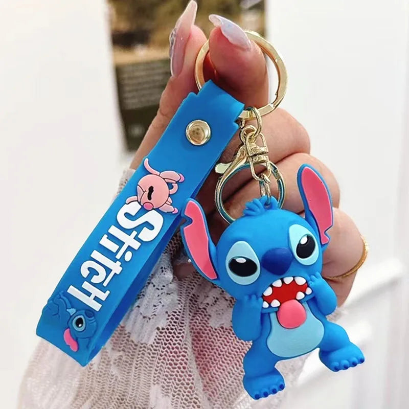 Anime Disney Keychain New Mickey Mouse Minnie Lilo & Stitch Doll Keyring Ornament Key Chain Car Pendant Kid Toys Gifts Wholesale