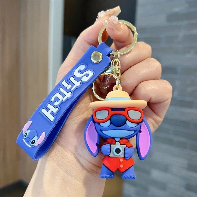 Anime Disney Keychain New Mickey Mouse Minnie Lilo & Stitch Doll Keyring Ornament Key Chain Car Pendant Kid Toys Gifts Wholesale