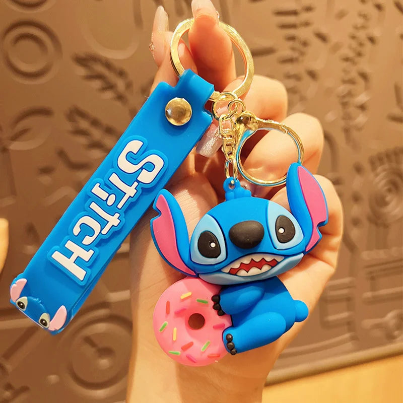 Anime Disney Keychain New Mickey Mouse Minnie Lilo & Stitch Doll Keyring Ornament Key Chain Car Pendant Kid Toys Gifts Wholesale