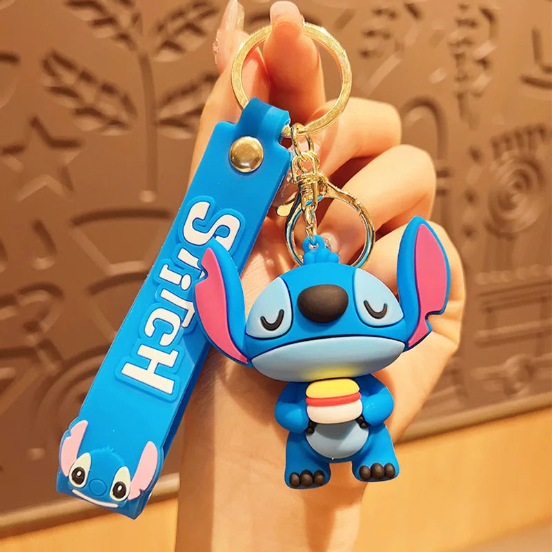 Anime Disney Keychain New Mickey Mouse Minnie Lilo & Stitch Doll Keyring Ornament Key Chain Car Pendant Kid Toys Gifts Wholesale