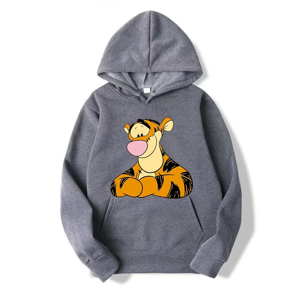 New Disney Tigger Cartoon Anime Women Pullover Spring Autumn 2024 New Men Oversized Hoodie Casual Couple Sweatshirt Clothes Tops