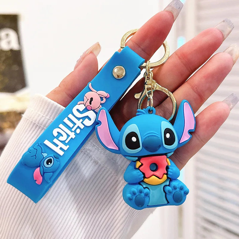 Anime Disney Keychain New Mickey Mouse Minnie Lilo & Stitch Doll Keyring Ornament Key Chain Car Pendant Kid Toys Gifts Wholesale